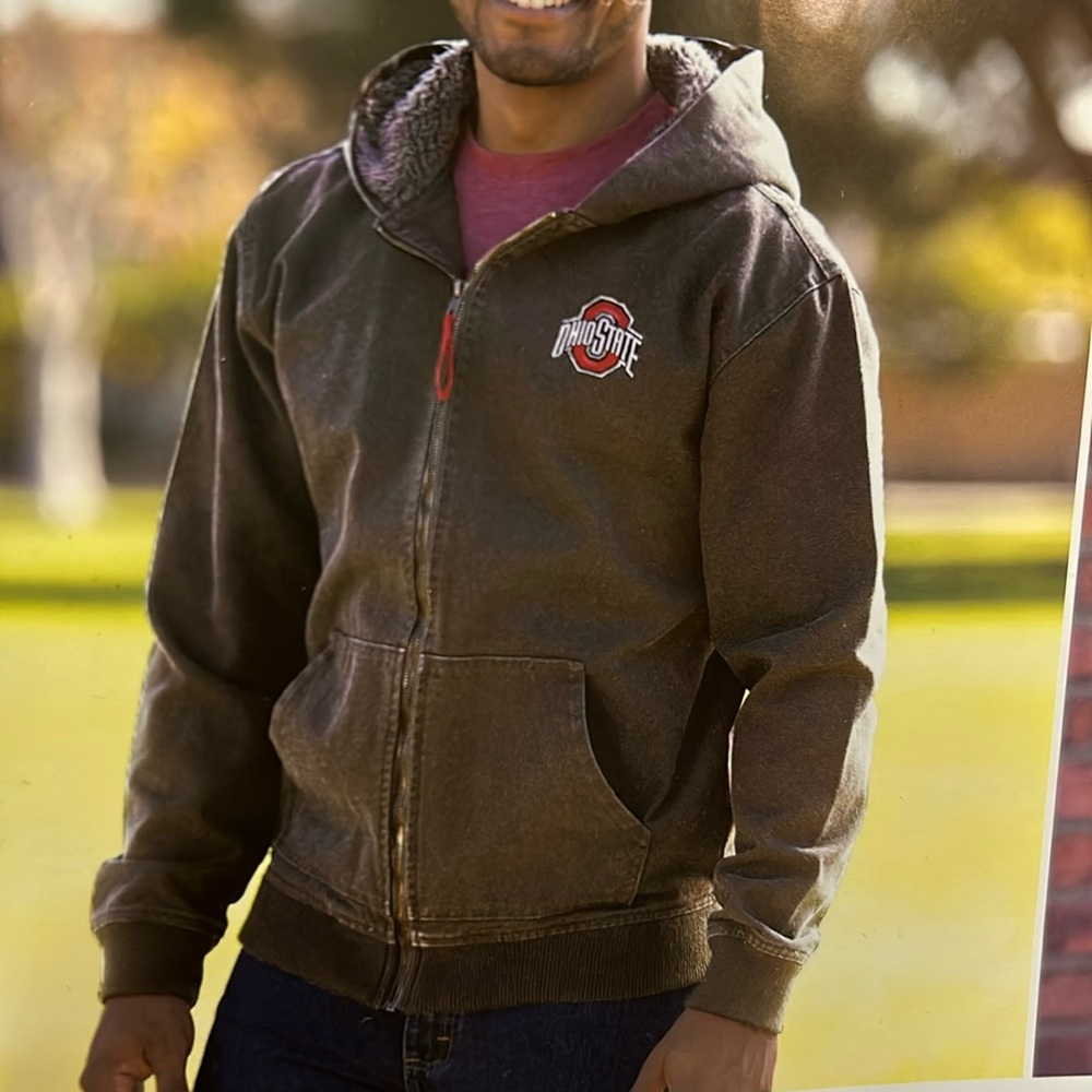 NCAA ohio buckeyes coliseum Sherpa hooded jacket mens new large